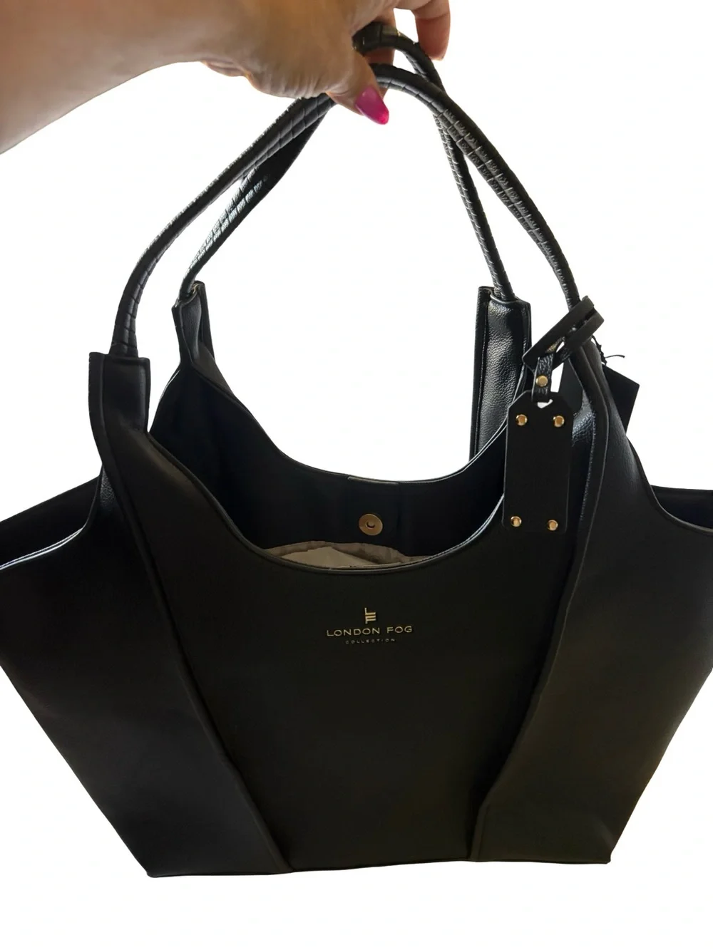 London Fog Black Tote with Gold Accents